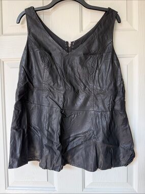 torrid Black Vegan Leather V-Neck Tank Top